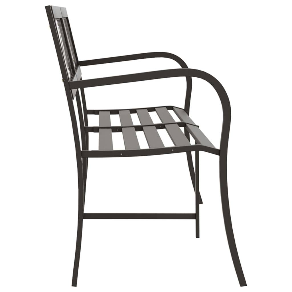 Helloshop26 - Banc de jardin meuble de patio d'extérieur terrasse double de jardin 246 cm noir acier - Image 3