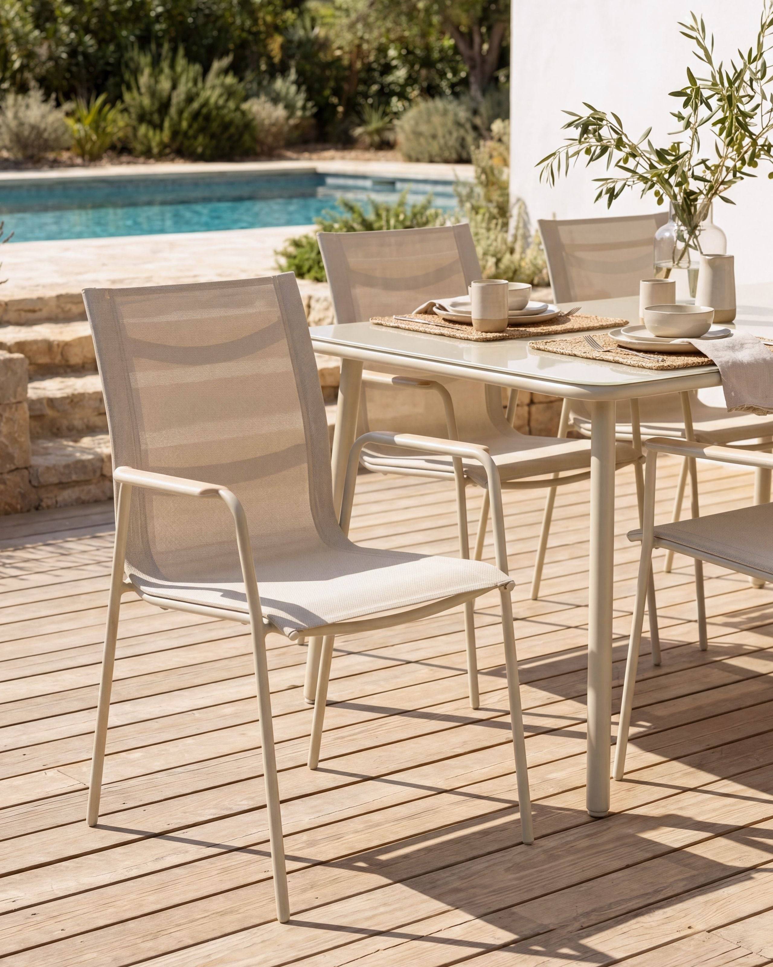 Beliani - Chaise de jardin Acier Beige clair CARAVINO - Beliani - Image 1
