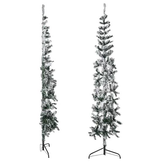 ComfortXL - Demi-sapin de Noël mural floqué PVC effet enneigé Vert 210 cm – ComfortXL Outdoor Living - Image 4