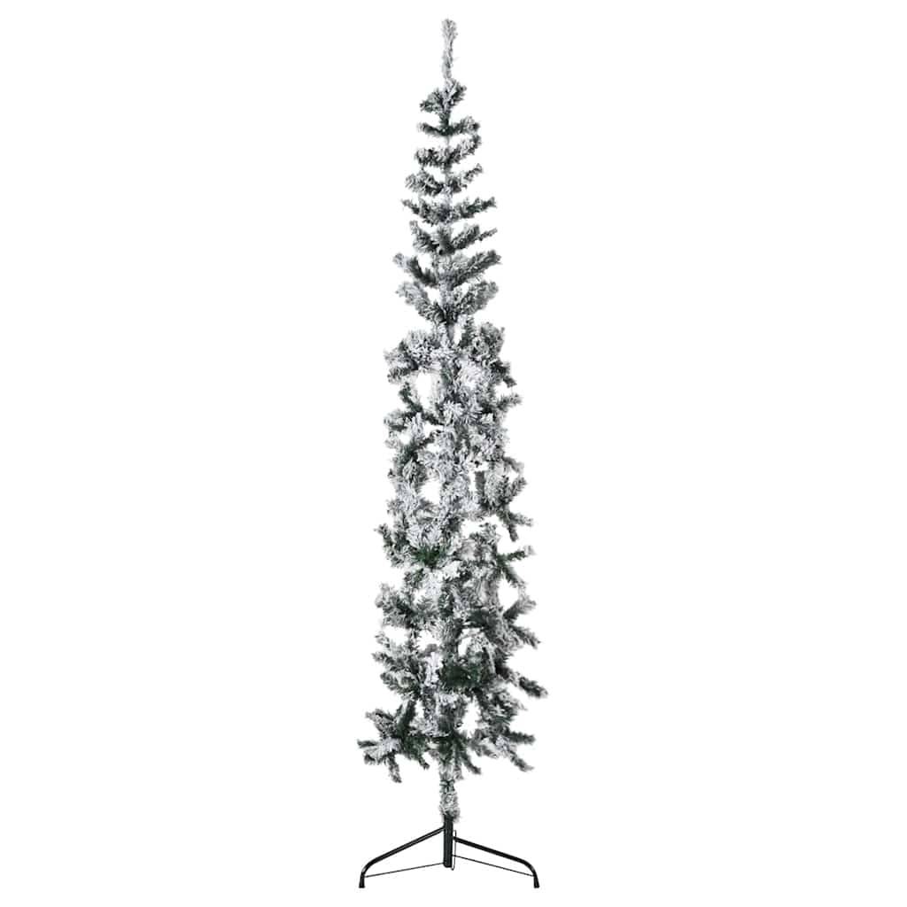 ComfortXL - Demi-sapin de Noël mural floqué PVC effet enneigé Vert 210 cm – ComfortXL Outdoor Living - Image 1