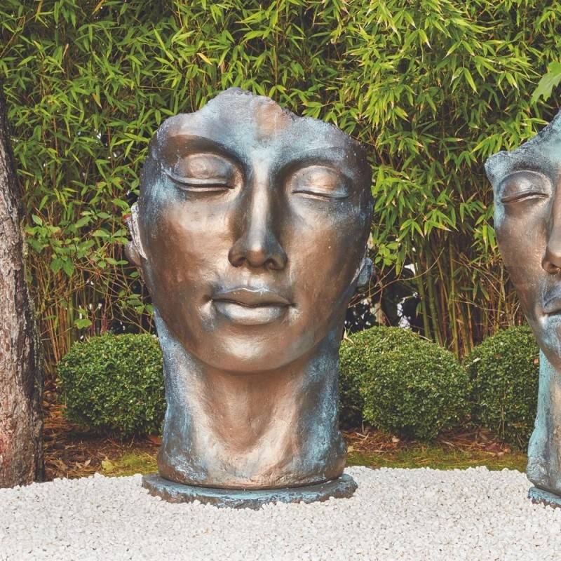 Statue visage femme extérieur grand format - Bronze 115 cm - Jardinex - Image 3