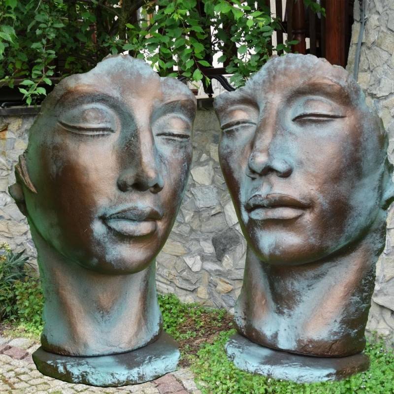 Statue visage femme extérieur grand format - Bronze 115 cm - Jardinex - Image 2