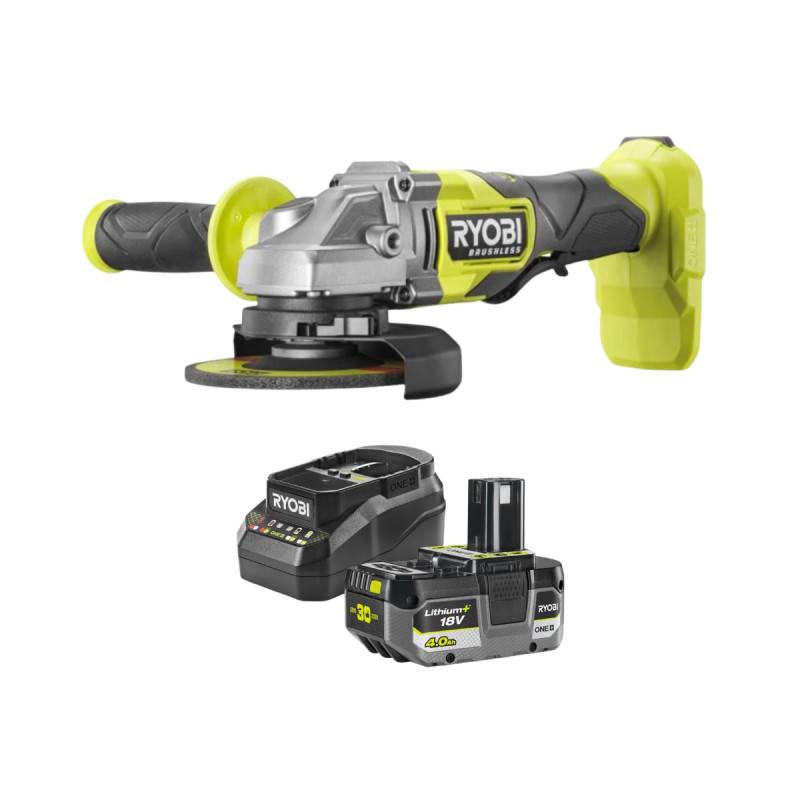 Ryobi - Meuleuse d'angle RYOBI 18V One+ Brushless RAG18BL - 125mm - Batterie 4,0Ah et chargeur - Image 1