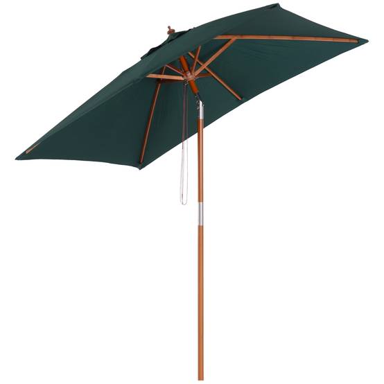 Parasol de jardin extérieur Parasol rectangulaire inclinable - 200x150x235cm Bois Vert fr259 - Image 1