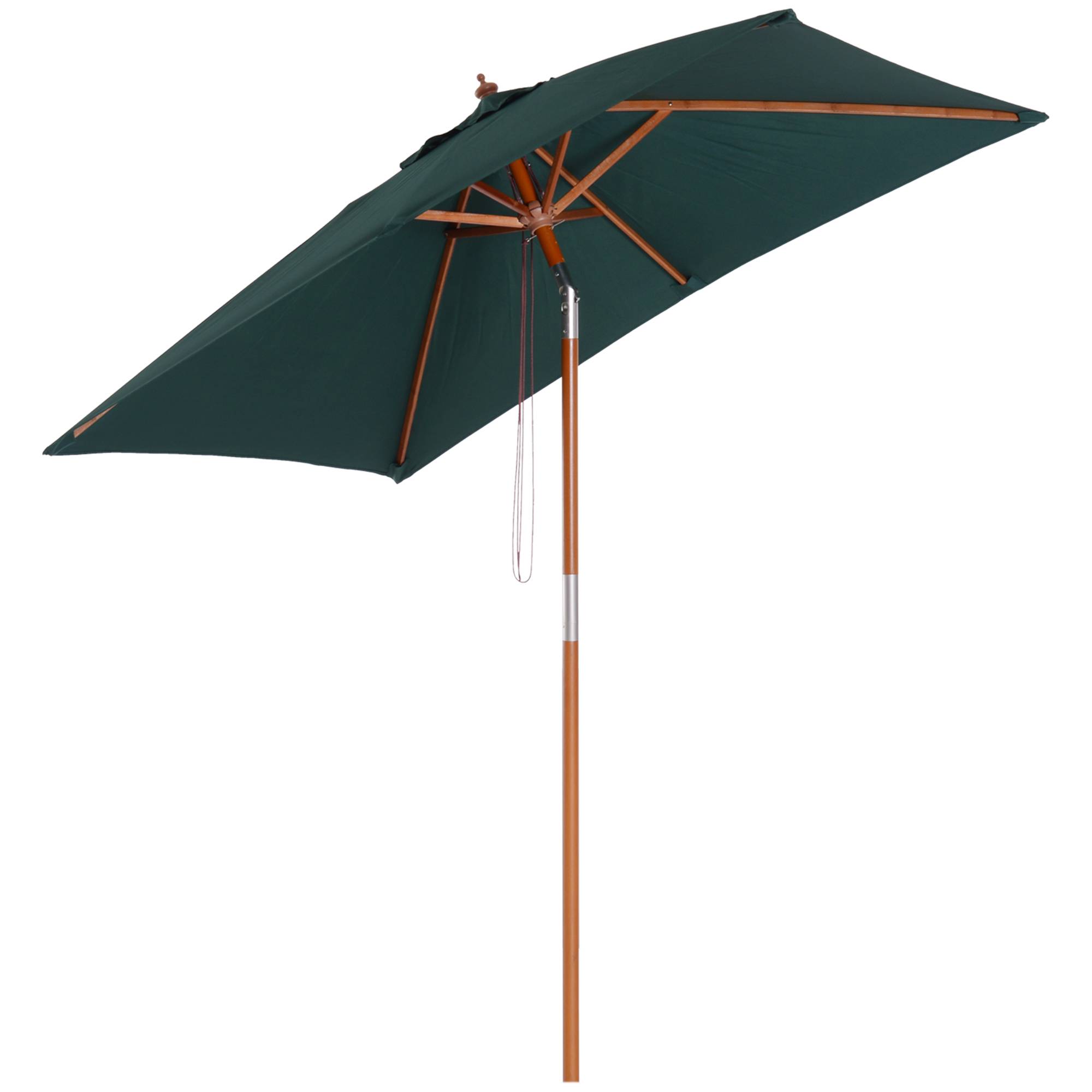 Parasol de jardin extérieur Parasol rectangulaire inclinable - 200x150x235cm Bois Vert fr259 - Image 1