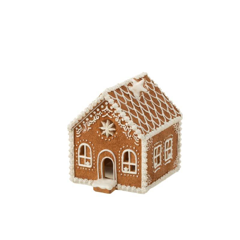 Maison de Noël en résine marron 18x15x17.5 cm - J-Line - Image 2