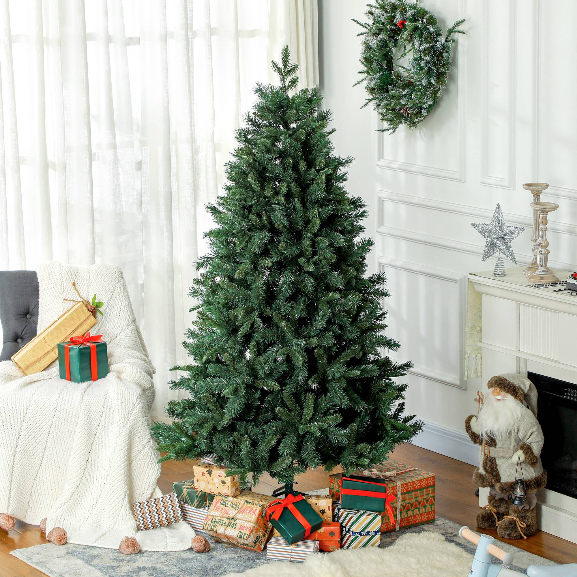 Sans Marque - Sapin Noël Artificiel 180 cm support acier pliable 1061 branches vert - Image 3