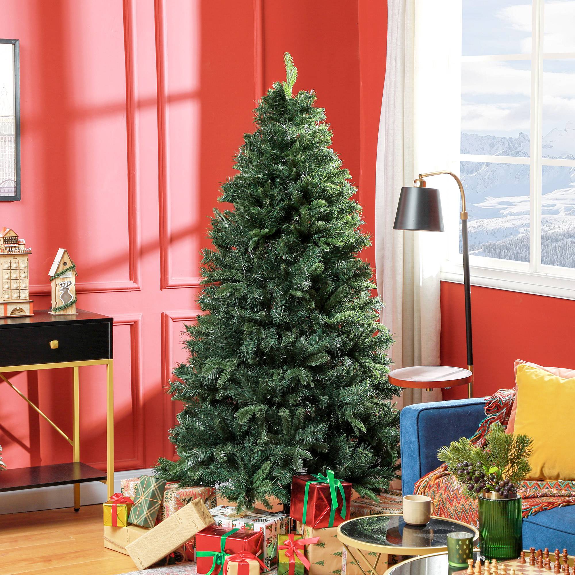 Sans Marque - Sapin Noël Artificiel 180 cm support acier pliable 1061 branches vert - Image 4