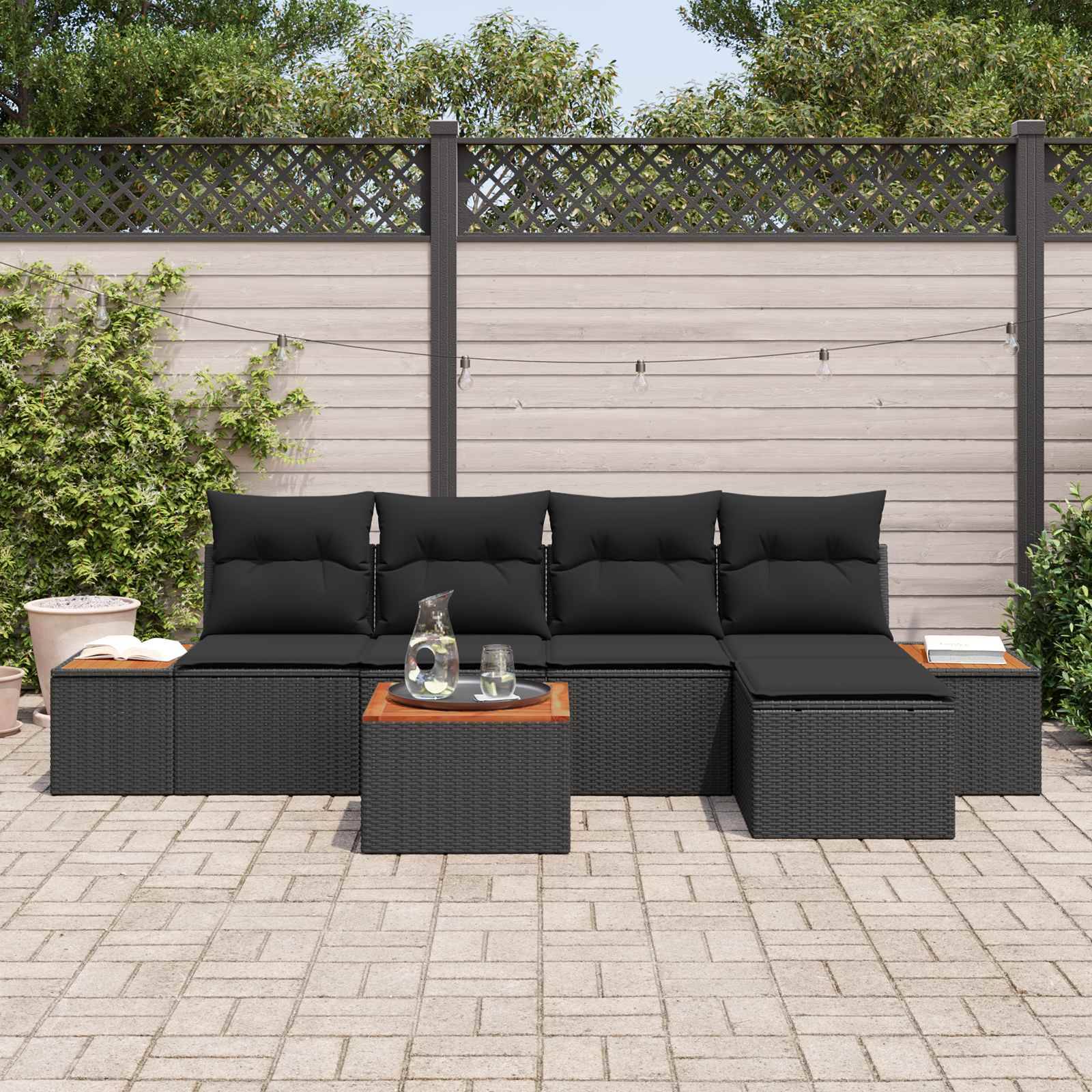 Vidaxl - Ensemble de canapé de jardin avec coussin 6 pcs Noir Polyrotin vidaXL 3356738 - Image 4
