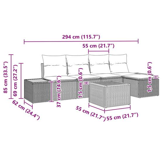 Vidaxl - Ensemble de canapé de jardin avec coussin 6 pcs Noir Polyrotin vidaXL 3356738 - Image 3