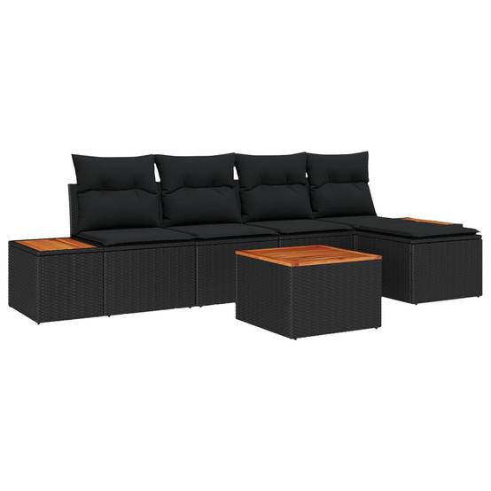Vidaxl - Ensemble de canapé de jardin avec coussin 6 pcs Noir Polyrotin vidaXL 3356738 - Image 2