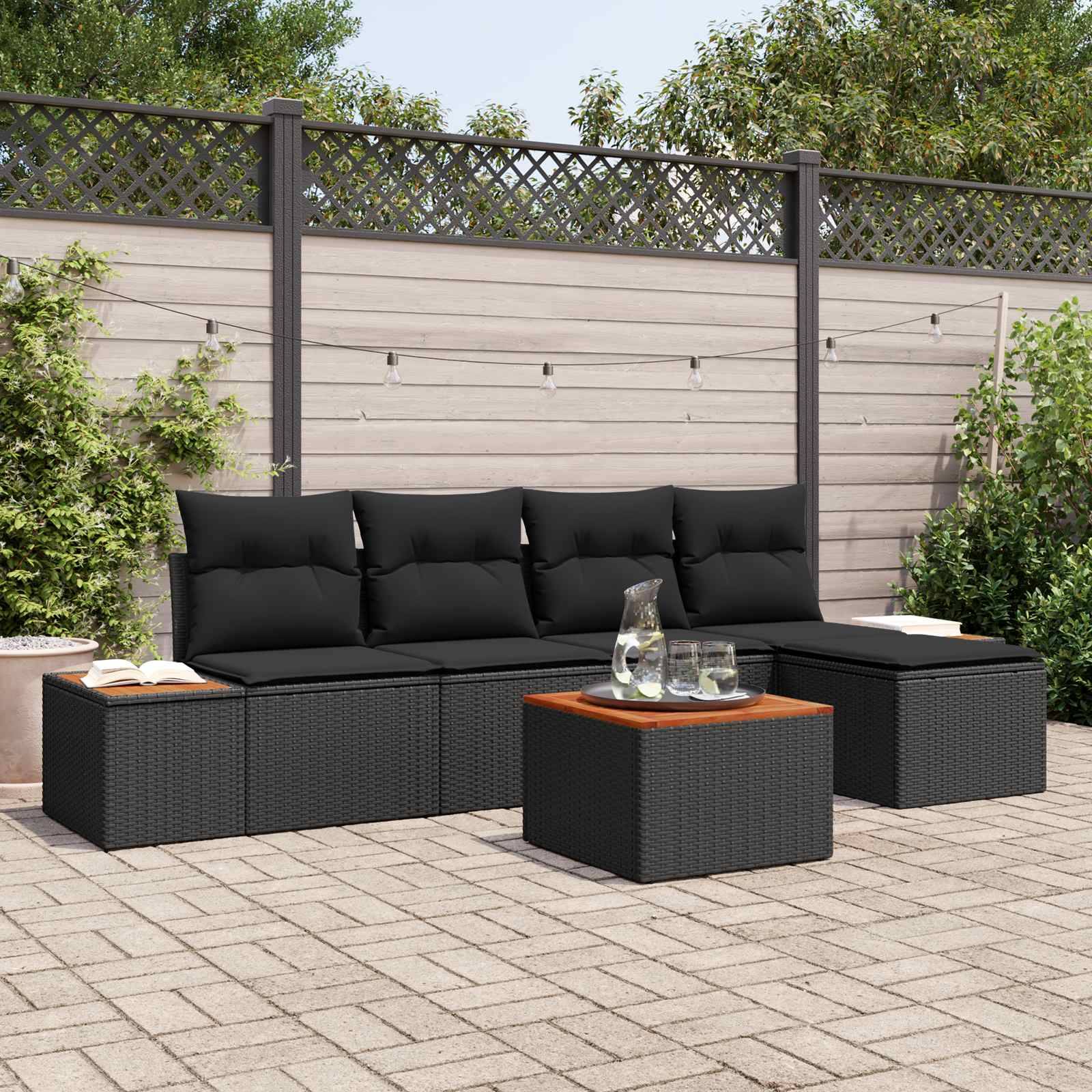 Vidaxl - Ensemble de canapé de jardin avec coussin 6 pcs Noir Polyrotin vidaXL 3356738 - Image 1