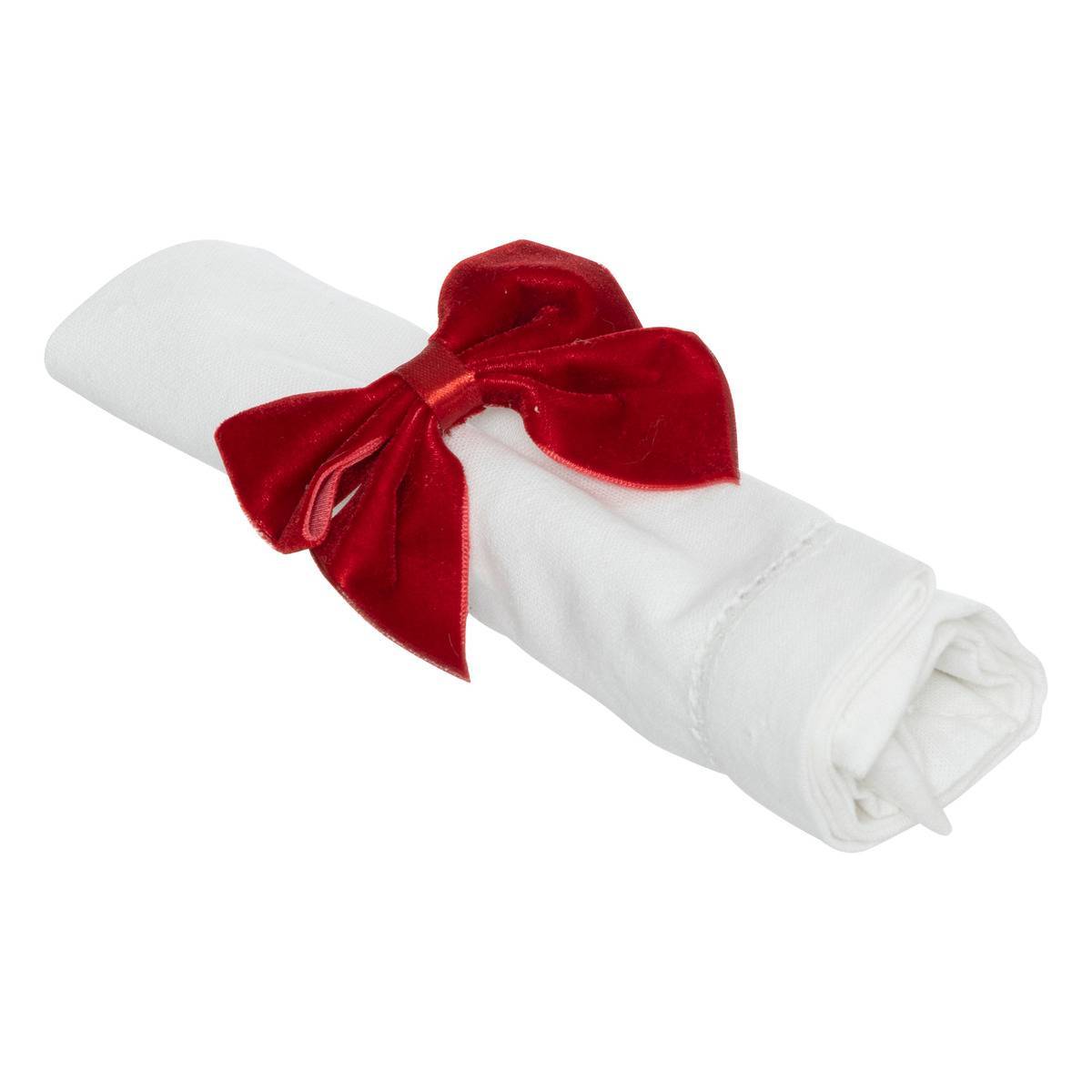 Atmosphera - Lot de 2 ronds de serviette nœud velours rouge - Feeric Lights & Christmas - Image 1