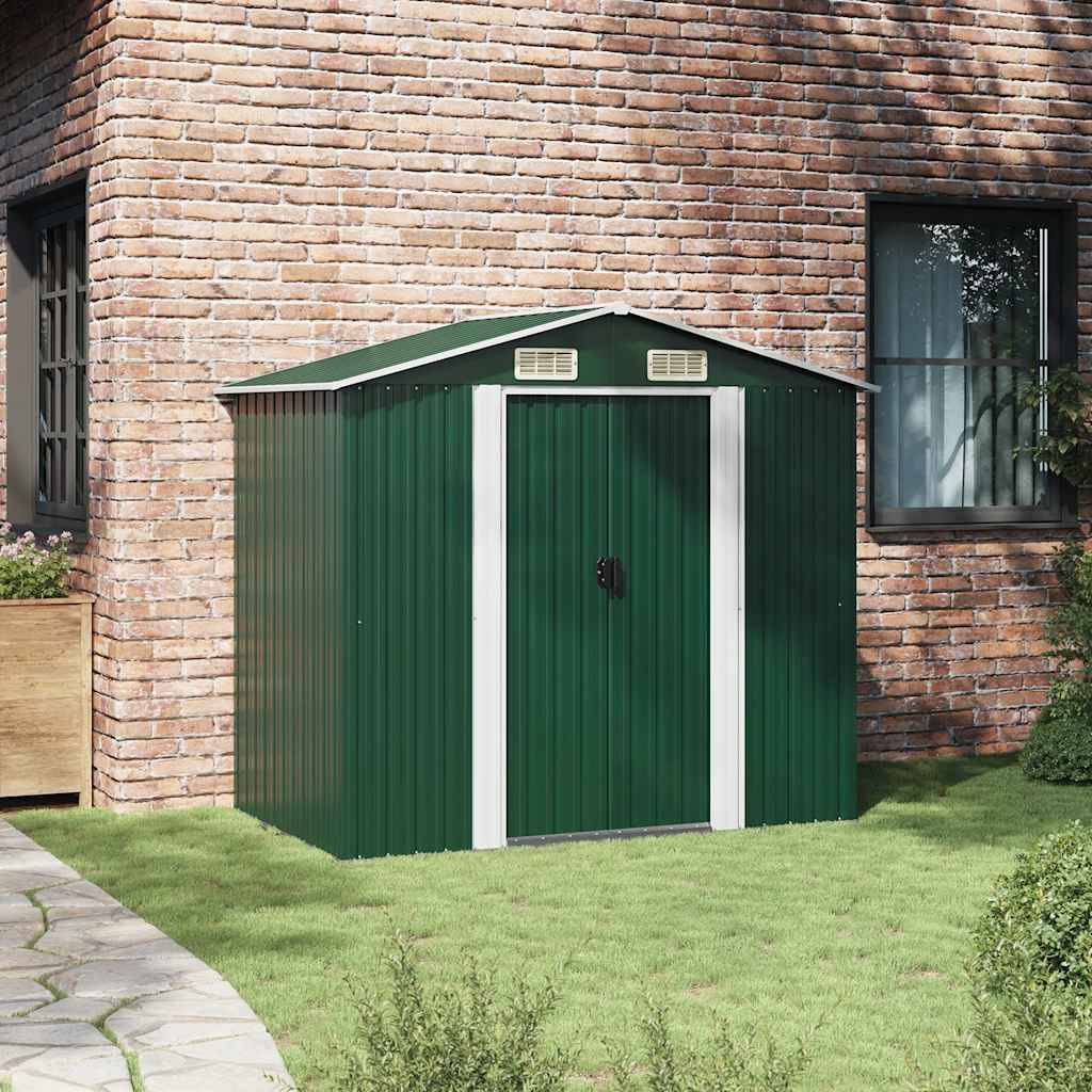 Abri Jardin Métal Acier Galvanisé Double Porte Rangement 204x132x186cm Vert - ComfortXL Outdoor Living - Image 3