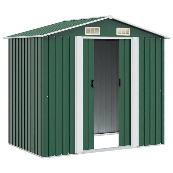 Abri Jardin Métal Acier Galvanisé Double Porte Rangement 204x132x186cm Vert - ComfortXL Outdoor Living - Image 4