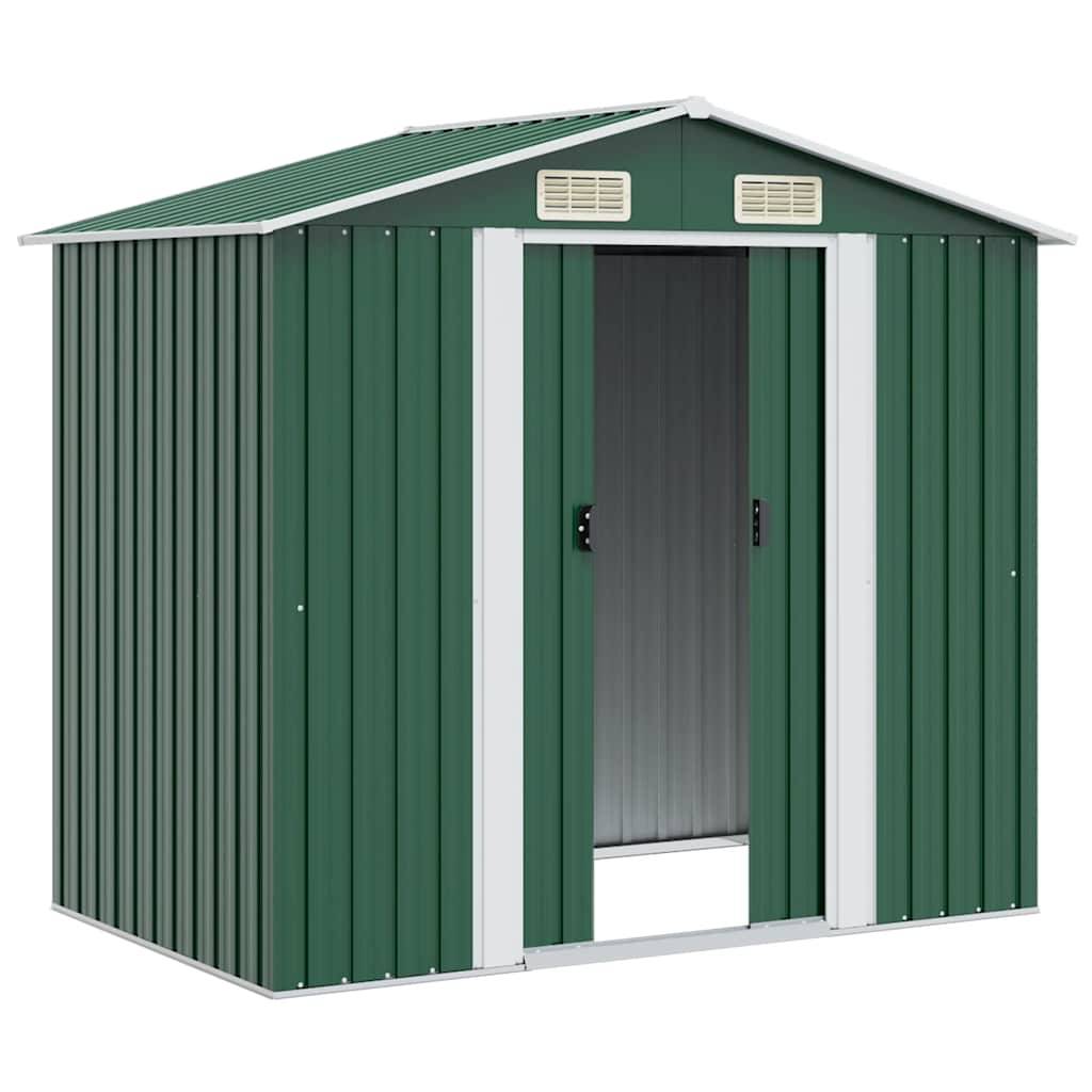 Abri Jardin Métal Acier Galvanisé Double Porte Rangement 204x132x186cm Vert - ComfortXL Outdoor Living - Image 4