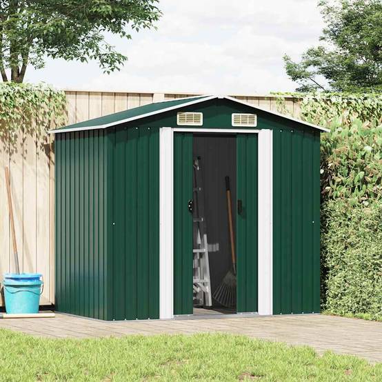Abri Jardin Métal Acier Galvanisé Double Porte Rangement 204x132x186cm Vert - ComfortXL Outdoor Living - Image 2