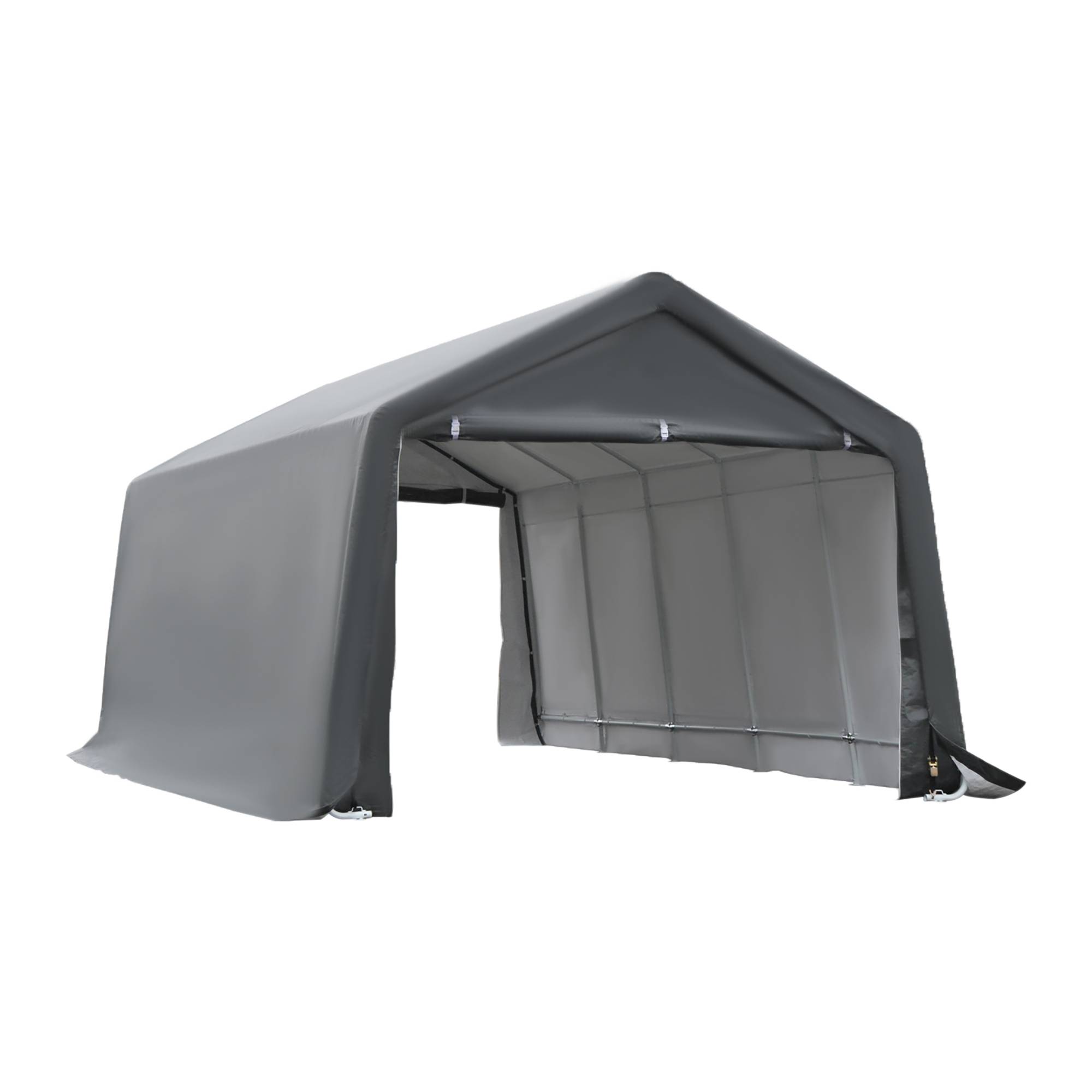 Outsunny - Tente garage carport dim. 6L x 3,6l x 2,75H m acier galvanisé robuste PE haute densité 195 g/m² imperméable anti-UV blanc gris - Outsunny - Image 1