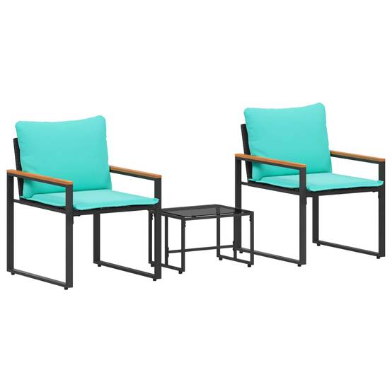 Ensembles de meubles avec coussin 3 pcs | Mobilier d'extérieur Noir et turquoise Rotin Maison Chic - Image 1