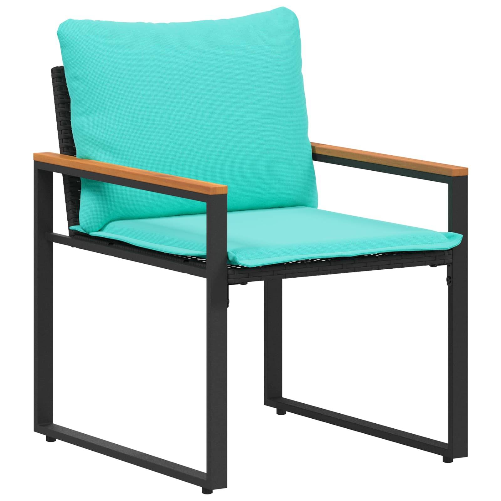Ensembles de meubles avec coussin 3 pcs | Mobilier d'extérieur Noir et turquoise Rotin Maison Chic - Image 6