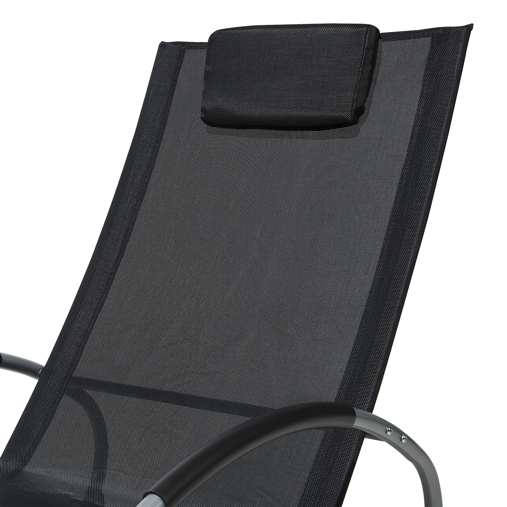 Beliani - Chaise de Jardin Transat à Bascule en Textile Noir et Acier Argenté Matières Résistantes et Durables et Design Moderne Très Confortable Beliani - Image 6