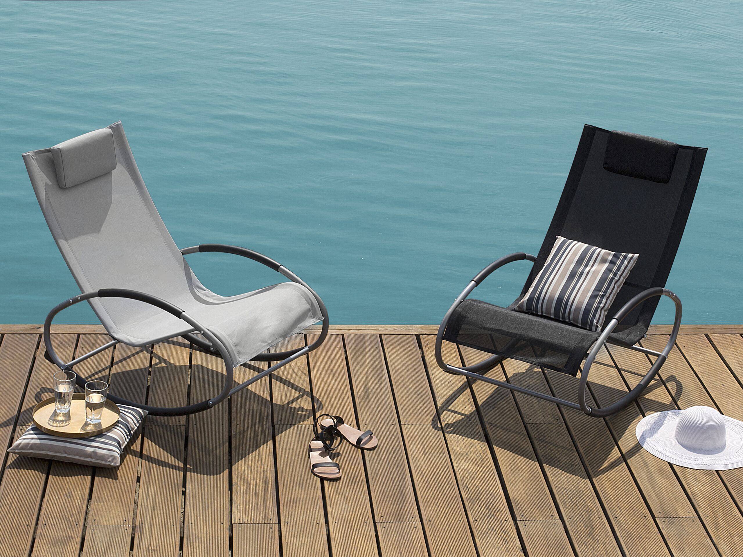 Beliani - Chaise de Jardin Transat à Bascule en Textile Noir et Acier Argenté Matières Résistantes et Durables et Design Moderne Très Confortable Beliani - Image 2
