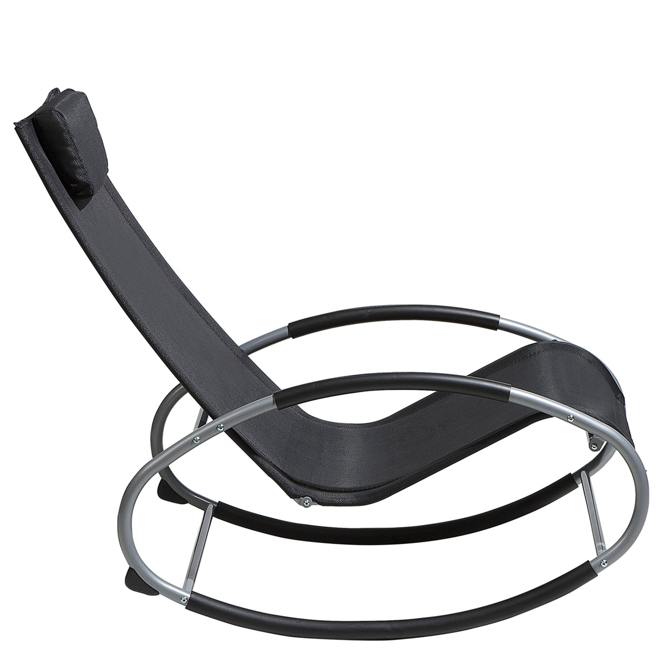 Beliani - Chaise de Jardin Transat à Bascule en Textile Noir et Acier Argenté Matières Résistantes et Durables et Design Moderne Très Confortable Beliani - Image 5