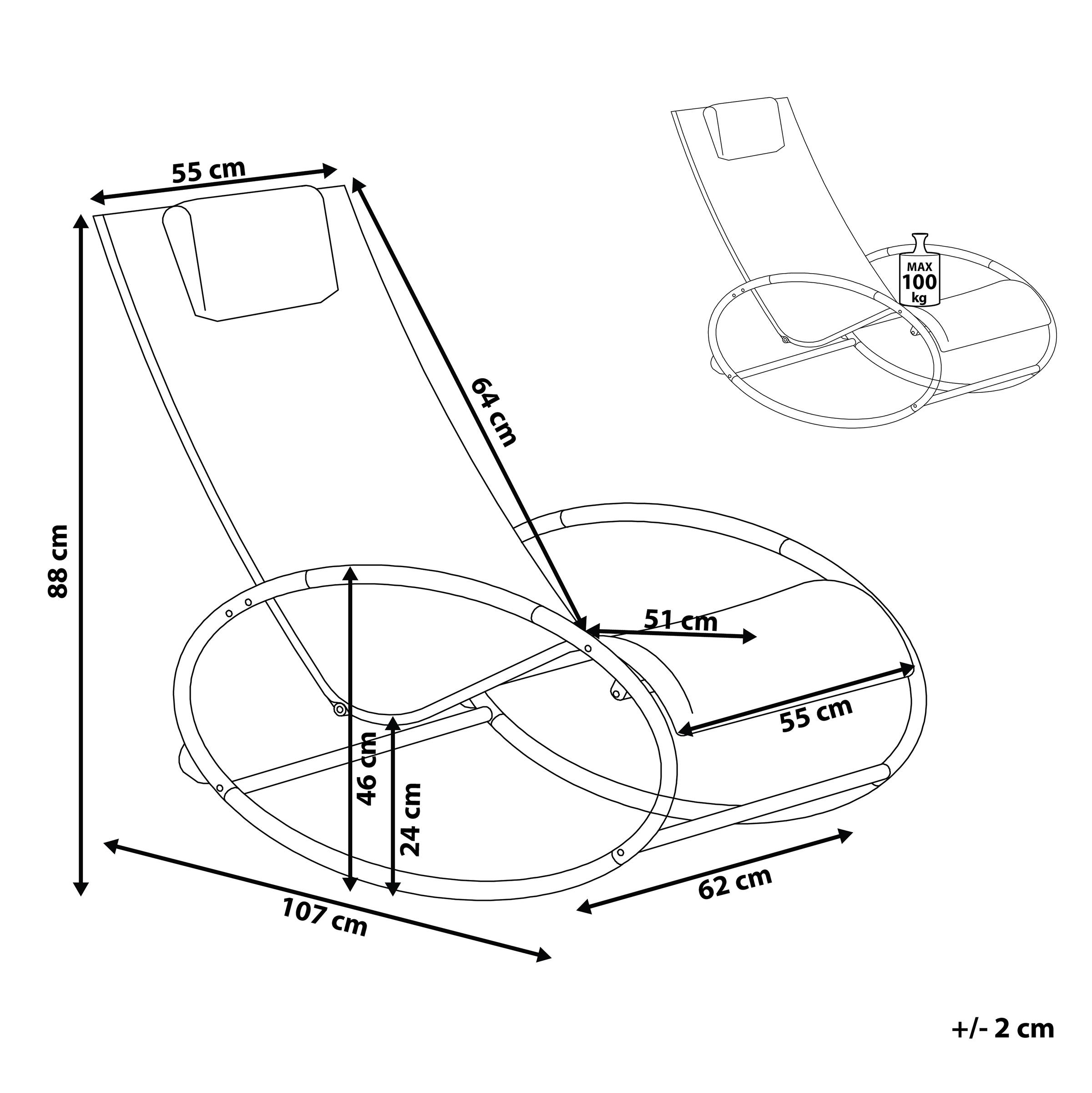 Beliani - Chaise de Jardin Transat à Bascule en Textile Noir et Acier Argenté Matières Résistantes et Durables et Design Moderne Très Confortable Beliani - Image 3