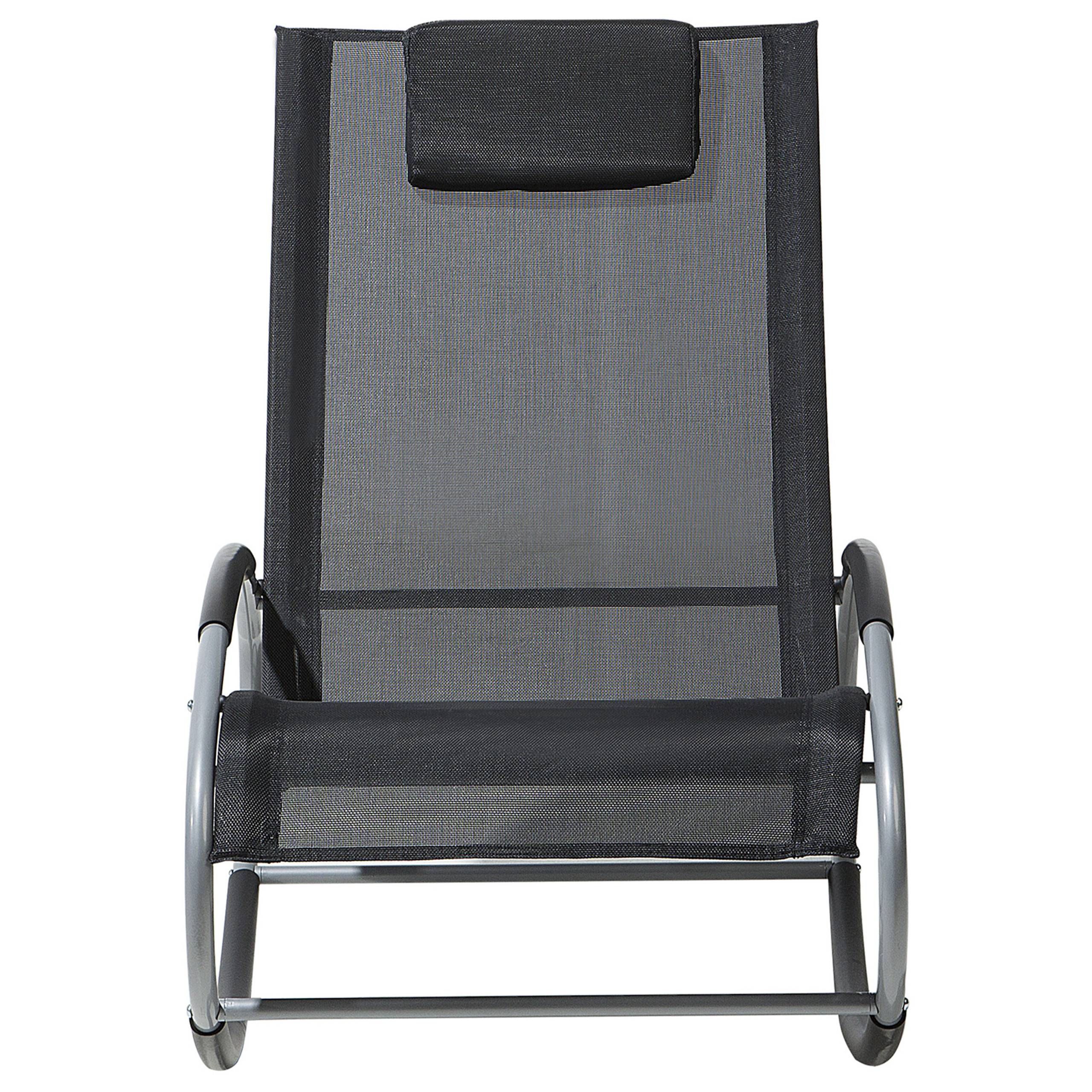 Beliani - Chaise de Jardin Transat à Bascule en Textile Noir et Acier Argenté Matières Résistantes et Durables et Design Moderne Très Confortable Beliani - Image 4