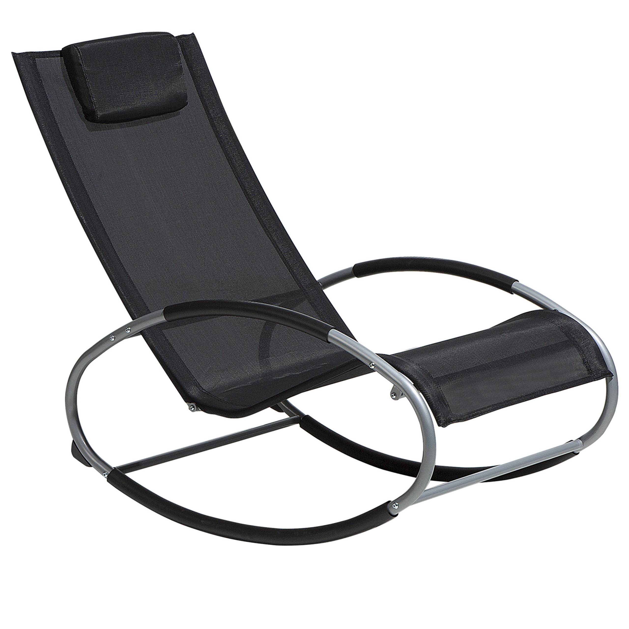 Beliani - Chaise de Jardin Transat à Bascule en Textile Noir et Acier Argenté Matières Résistantes et Durables et Design Moderne Très Confortable Beliani - Image 1