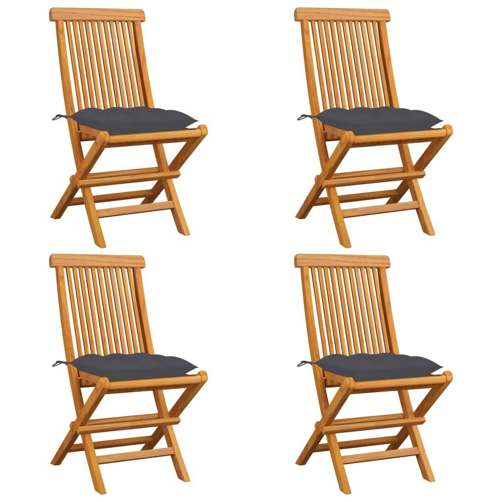 Chaise de jardin pliable bois teck anthracite 47 x 60 x 89 cm - PANGIVO - Image 1