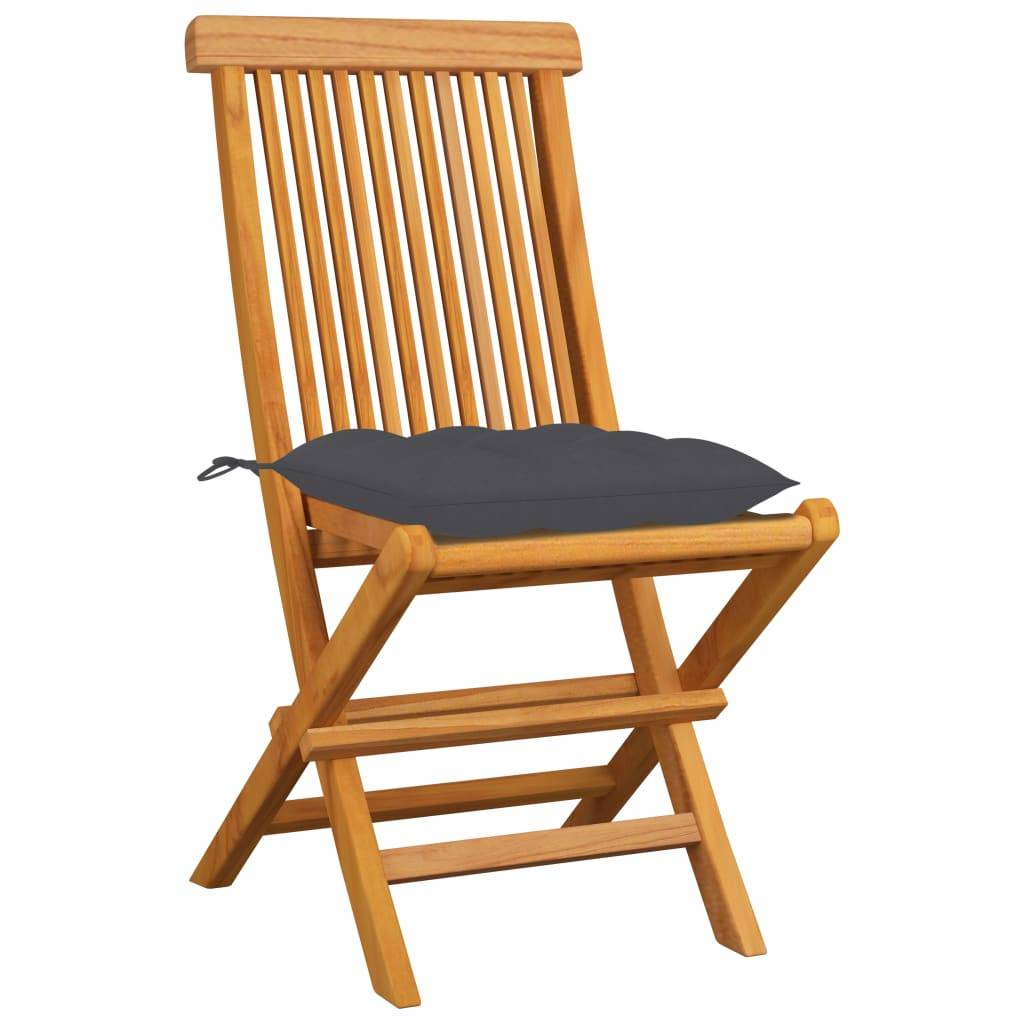 Chaise de jardin pliable bois teck anthracite 47 x 60 x 89 cm - PANGIVO - Image 2