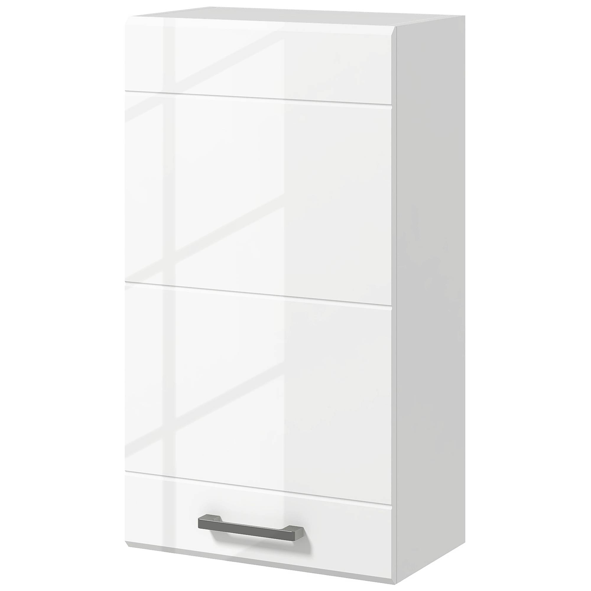 Sans Marque - Armoire murale salle bain 1 porte étagère réglable hauteur 3 niveaux 37x22,5x70 cm blanc haut brillant - Image 2