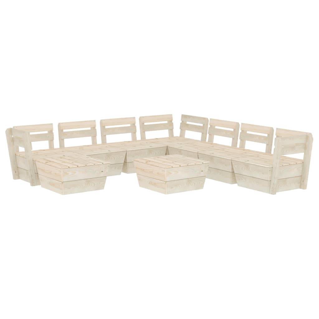 Helloshop26 - Salon de jardin meuble d'extérieur ensemble de mobilier palette 9 pièces bois d'épicéa imprégné - Image 1