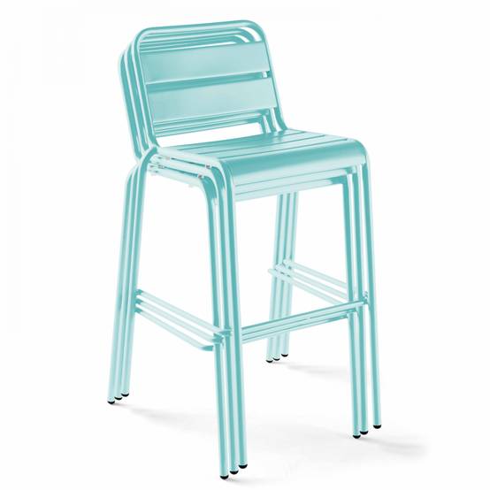 Oviala - Chaise haute de jardin en métal turquoise Palavas - Oviala - Image 3