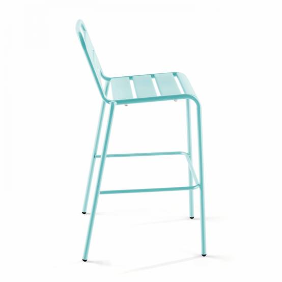 Oviala - Chaise haute de jardin en métal turquoise Palavas - Oviala - Image 2