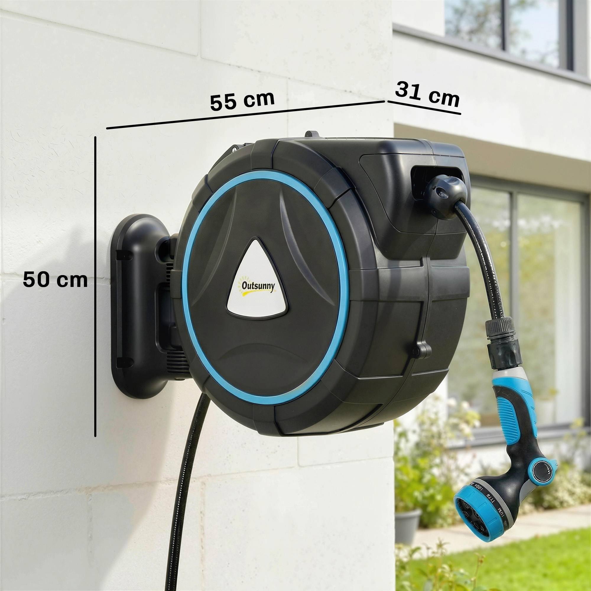 ComfortXL - Enrouleur tuyau arrosage mural PP bleu 23+2 m jardin rétractation automatique - ComfortXL Outdoor Living - Image 4