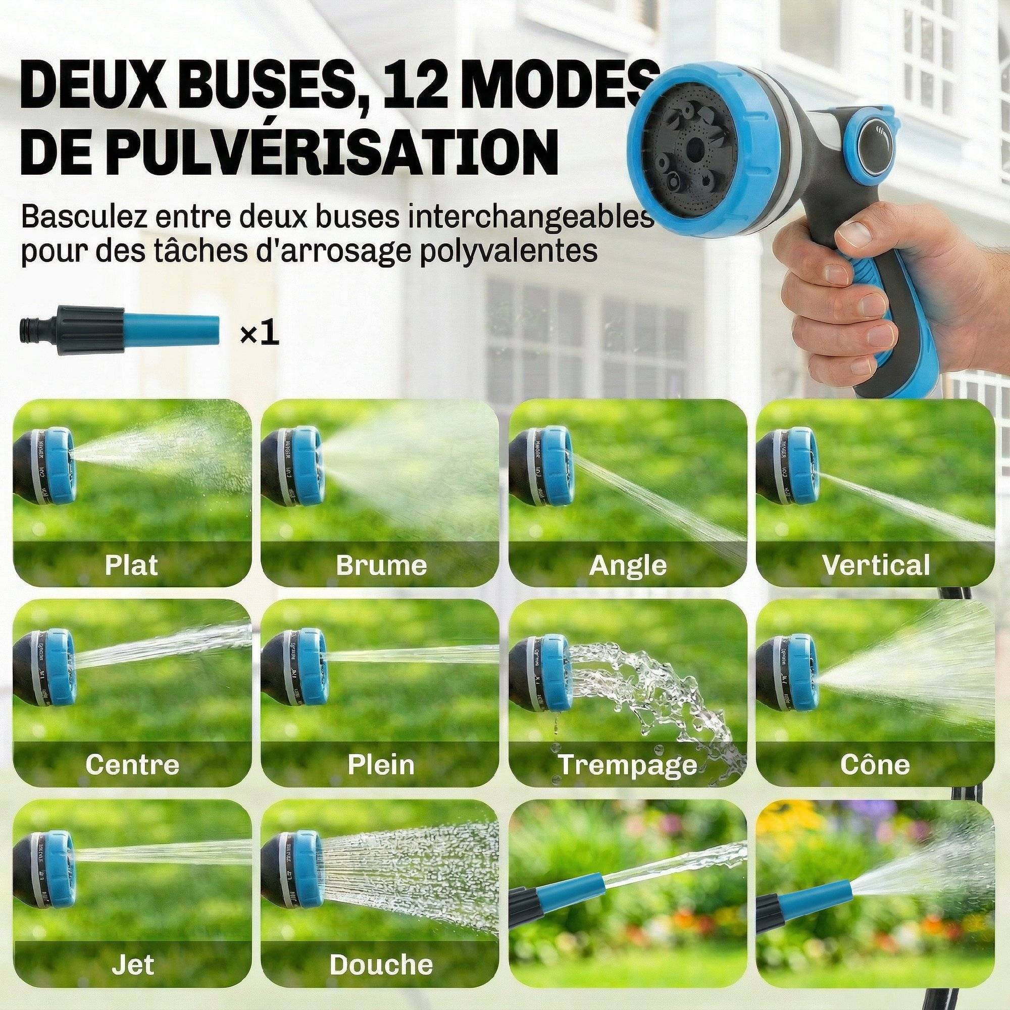 ComfortXL - Enrouleur tuyau arrosage mural PP bleu 23+2 m jardin rétractation automatique - ComfortXL Outdoor Living - Image 8