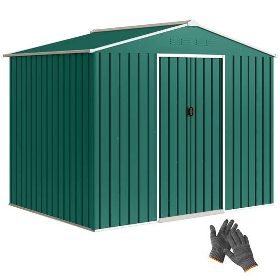 Abri de jardin extérieur 3,6 m² (236 x 171 x 191 cm) avec portes coulissantes et aérations, vert - Image 1