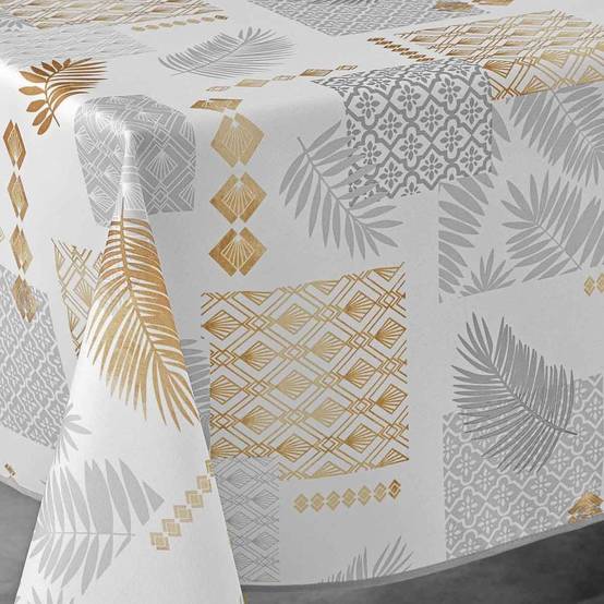 Nappe Imprimée "Olenna" 150x300cm Jaune & Blanc - Image 2