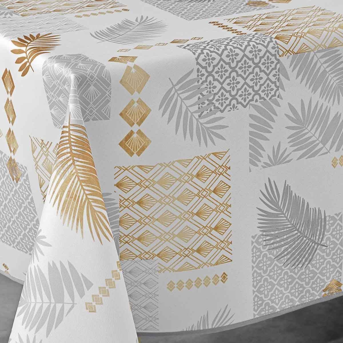 Nappe Imprimée "Olenna" 150x300cm Jaune & Blanc - Image 2