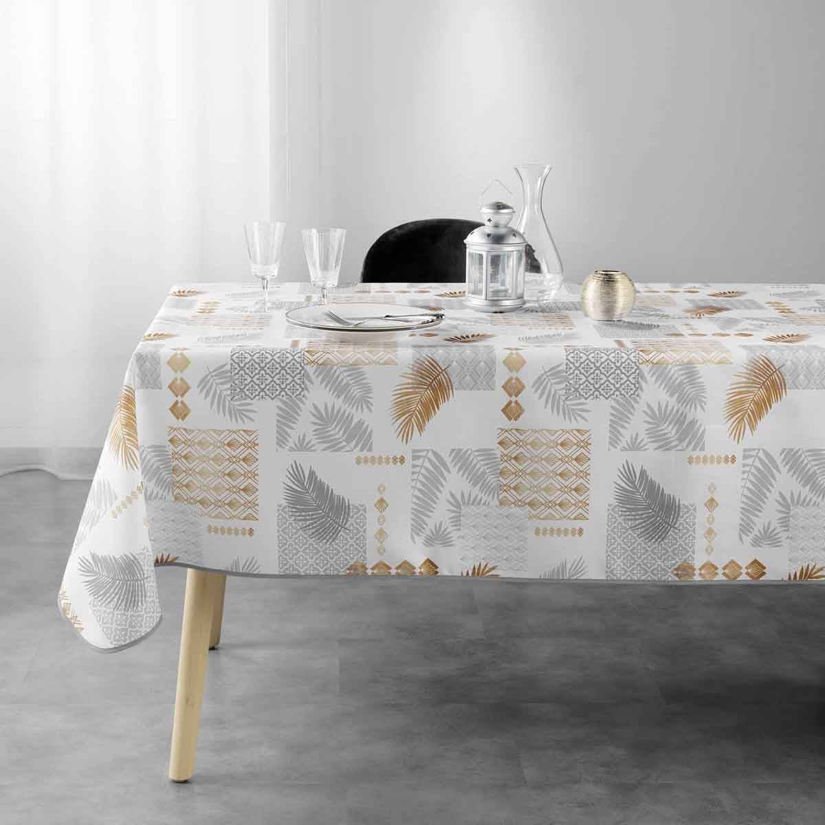 Nappe Imprimée "Olenna" 150x300cm Jaune & Blanc - Image 3