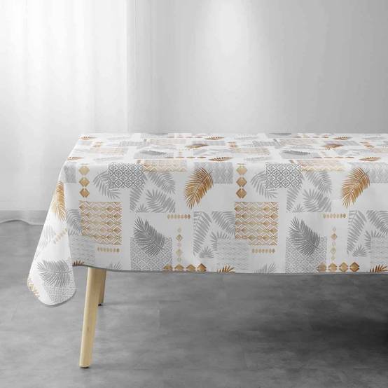Nappe Imprimée "Olenna" 150x300cm Jaune & Blanc - Image 1