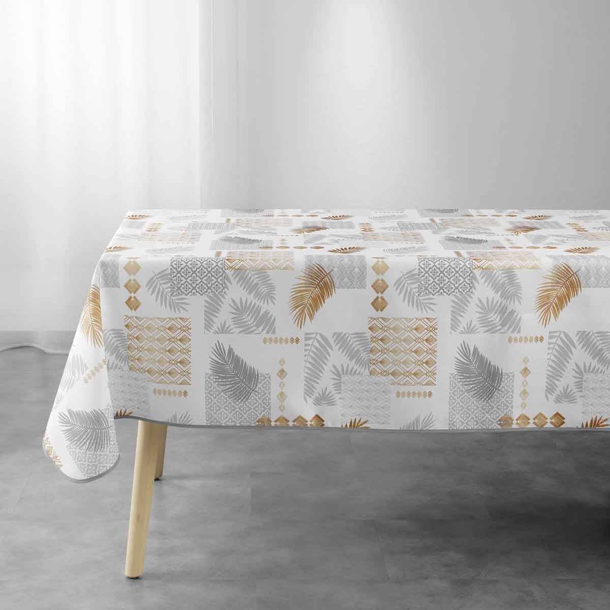 Nappe Imprimée "Olenna" 150x300cm Jaune & Blanc - Image 1