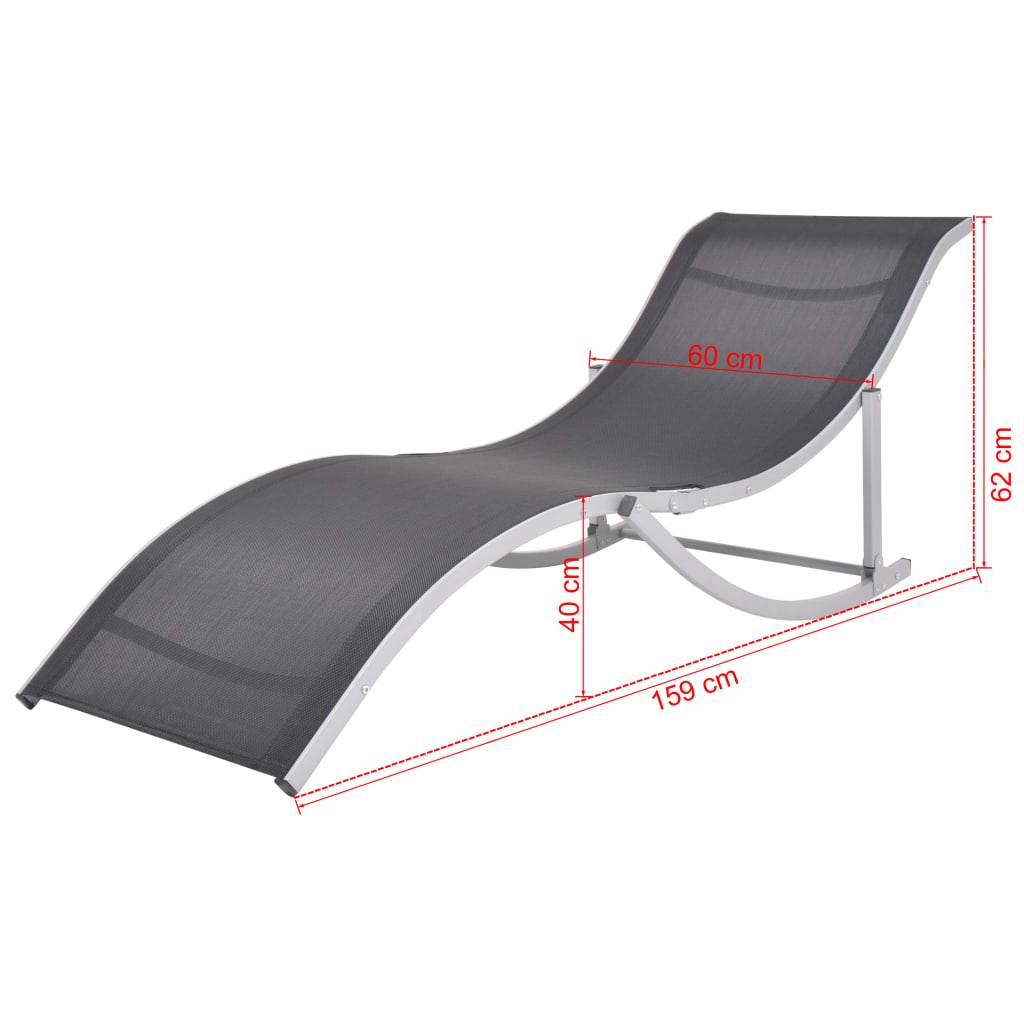 Vidaxl - Chaises longues lot de 2 noir et gris vidaXL 43654 - Image 3