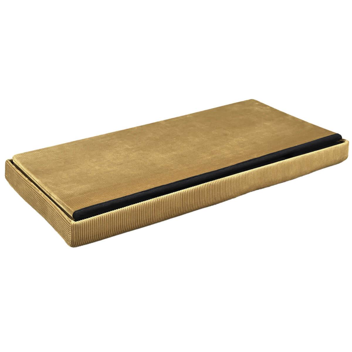 Banc Coffre Pliable en Velours Côtelé Jaune Moutarde - NEIRA - Image 3