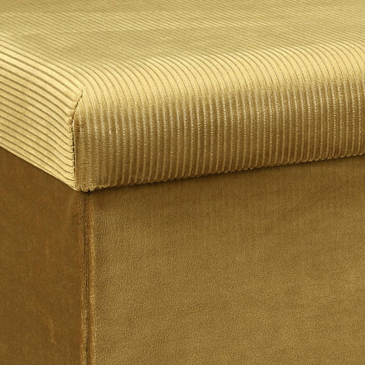 Banc Coffre Pliable en Velours Côtelé Jaune Moutarde - NEIRA - Image 5