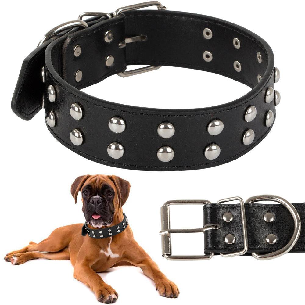 Collier chien clouté cuir eco réglable L - Image 1