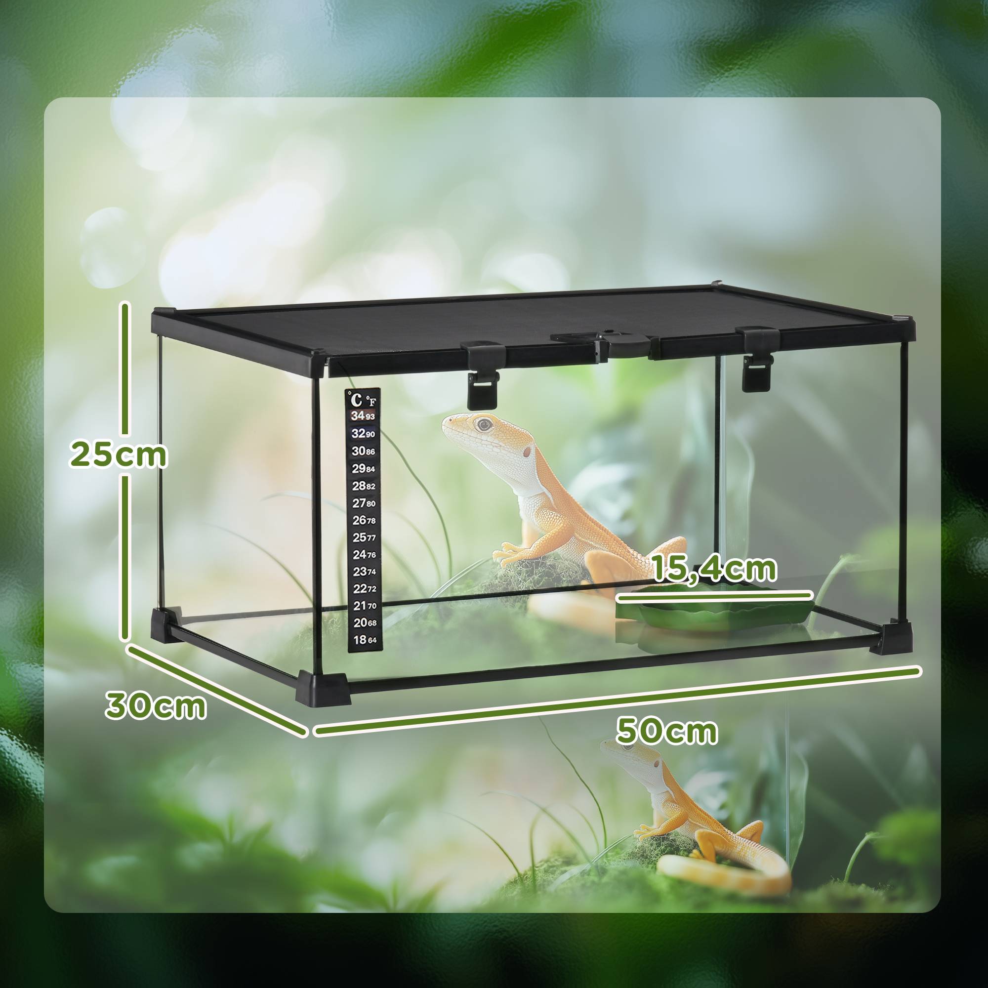 Terrarium Reptiles Verre Habitat Insectes Lézards Bonne Ventilation 50x25cm Noir - ComfortXL Outdoor Living - Image 5