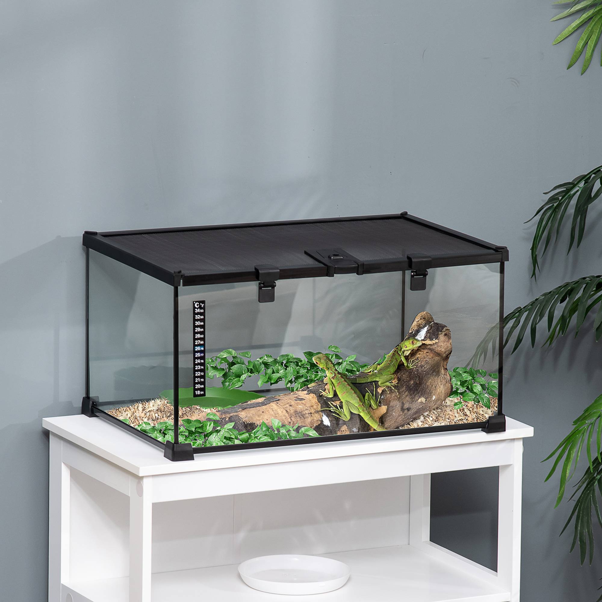 Terrarium Reptiles Verre Habitat Insectes Lézards Bonne Ventilation 50x25cm Noir - ComfortXL Outdoor Living - Image 4